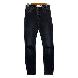 &‎ Other Stories Black Button Fly Distressed Skinny Jeans Size 24